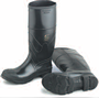 Rubber BlackBoots - Black Plain-Toe Knee High Cement Boots BLACKBOOT