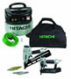 Hitachi - KNT65APR 6-Gallon Pancake Compressor, 15-Gauge 2.5-Inch Angle Finish Nailer and 18-Gauge 2-Inch Angle Brad Nailer Combo Kit KNT65APR