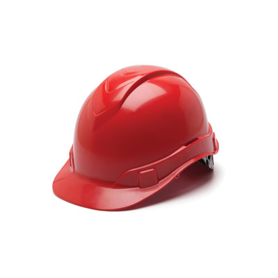 Pyramex HP44120 Hard Hat - Red 4 Pt Ratchet Suspension (Box of 16) PYR-HP44120BX