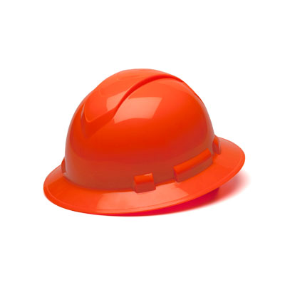 Pyramex HP54141 Full Brim Hard Hat - HI Vis Orange 4 Pt Ratchet Suspension (Box of 12) PYR-HP54141BX