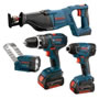 Bosch - CLPK431-181 18V 4-Tool Kit w/ Compact Tough Hammer Drill Driver, ID, Recip, FL & (2) HC FatPacks CLPK431-181