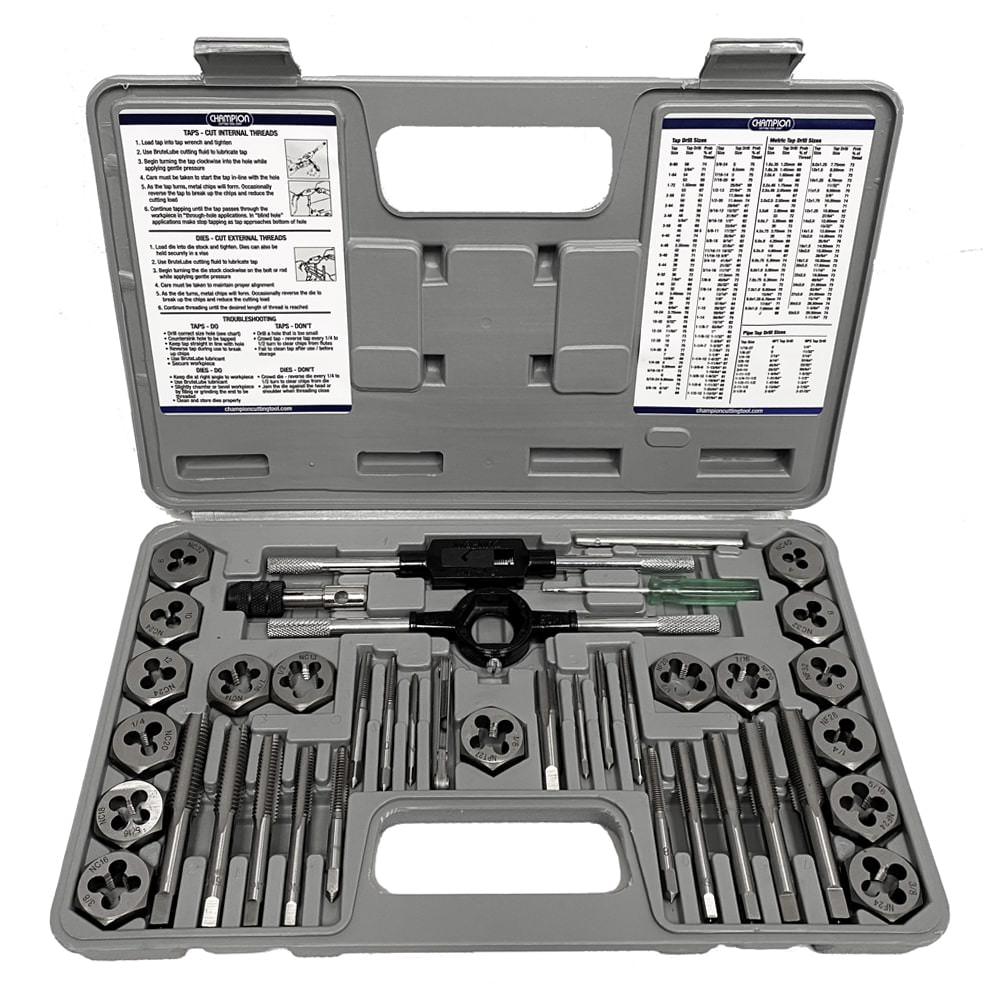 Champion Cs40p Complete 40 Piece Tap Die Set For Nc Nf Threads Jim Slims Tool Supply